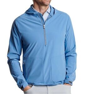 Peter Millar Men's Brook Blue Quest Half-Zip Hoodie Size Medium